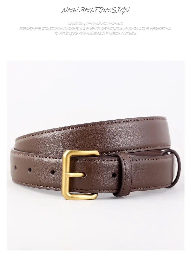 New Women's Genuine Leather Belt with Gold Buckle — feature 21