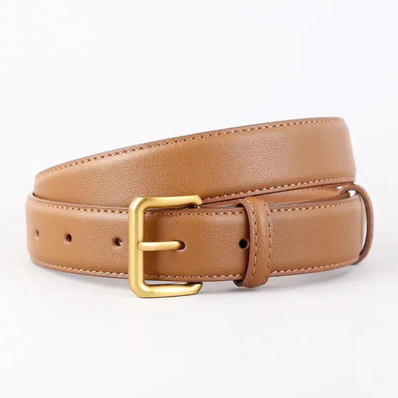 New Women's Genuine Leather Belt with Gold Buckle - Image 3