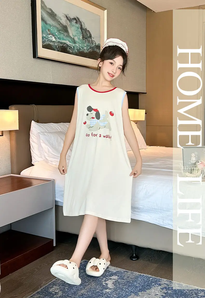 Children's Nightdress Summer Modal Girl Class A Girl New Cartoon Puppy Sleeveless Vest Sling Home Dress — feature 12