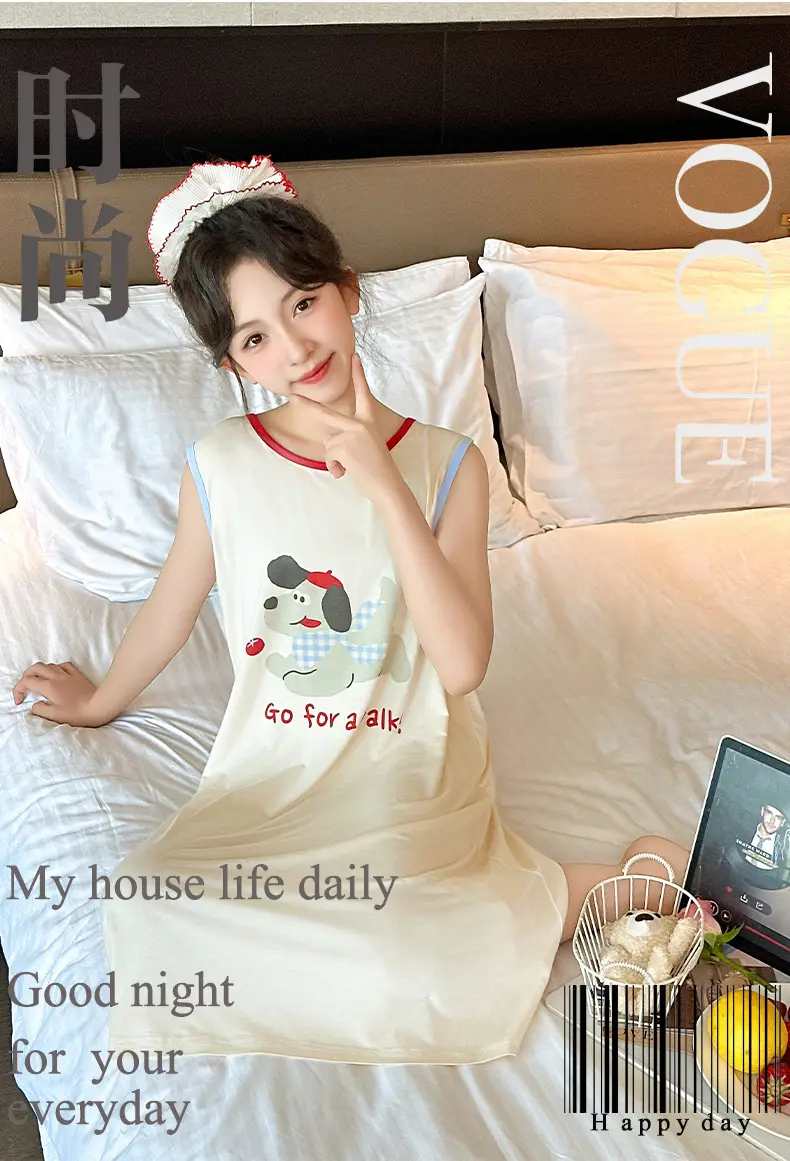 Children's Nightdress Summer Modal Girl Class A Girl New Cartoon Puppy Sleeveless Vest Sling Home Dress — feature 13