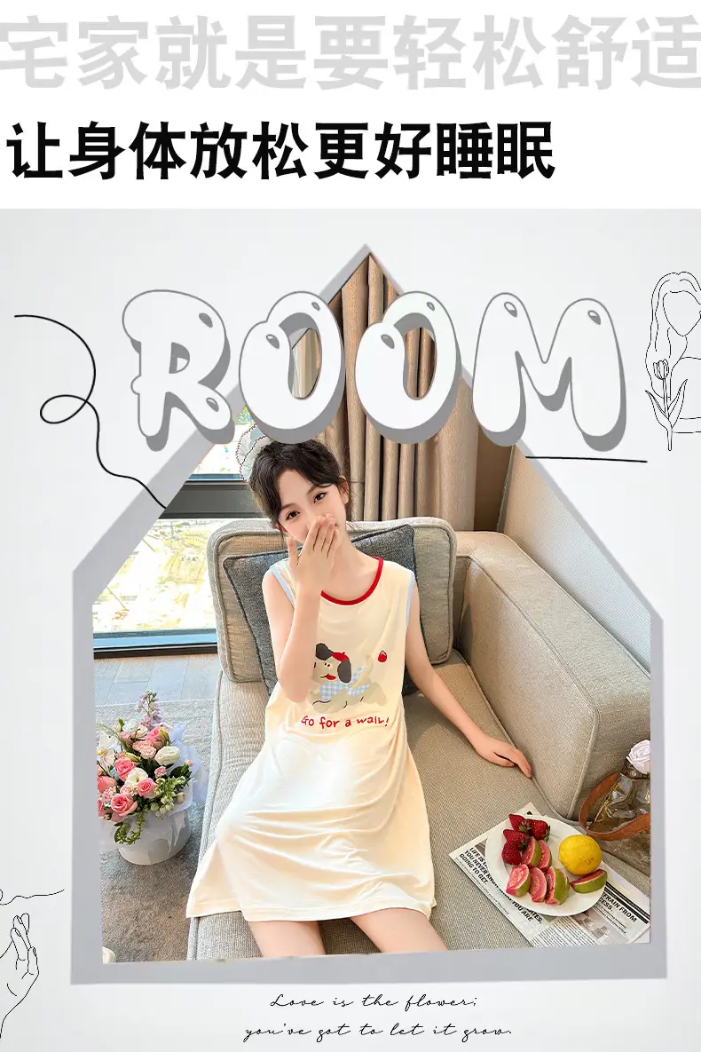 Children's Nightdress Summer Modal Girl Class A Girl New Cartoon Puppy Sleeveless Vest Sling Home Dress — feature 8