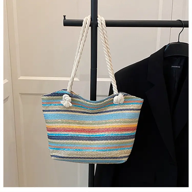Rainbow Striped Women's Tote Bag Large Capacity — feature 12