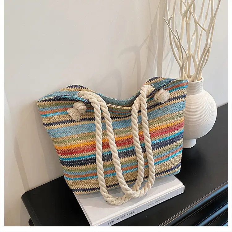 Rainbow Striped Women's Tote Bag Large Capacity — feature 13