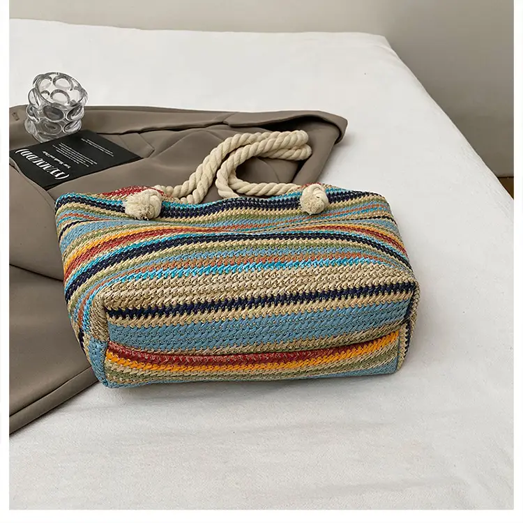 Rainbow Striped Women's Tote Bag Large Capacity — feature 15