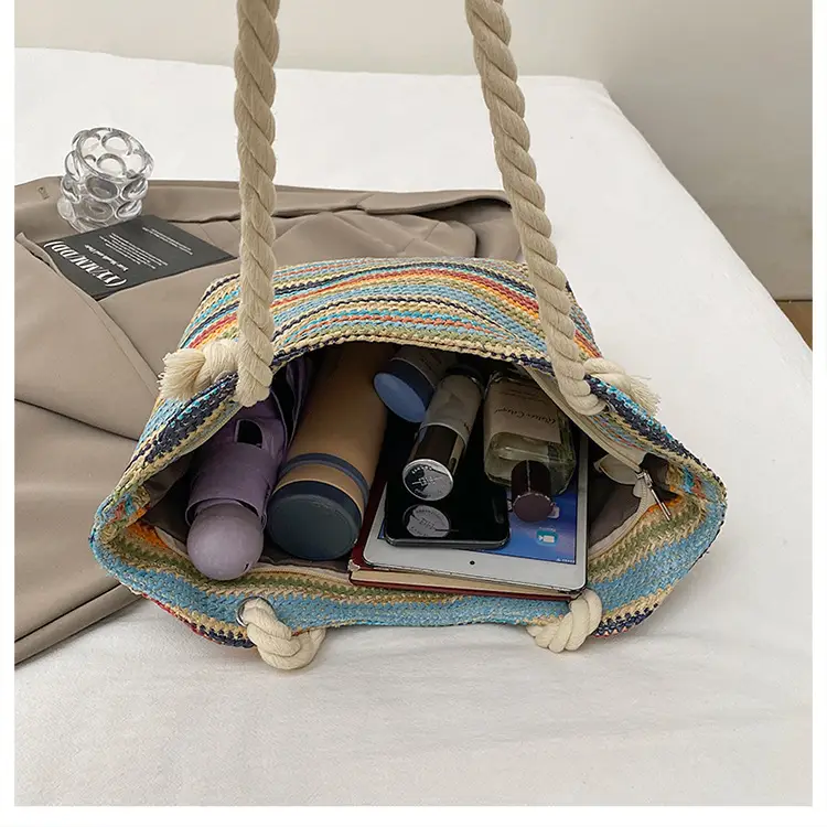 Rainbow Striped Women's Tote Bag Large Capacity — feature 19