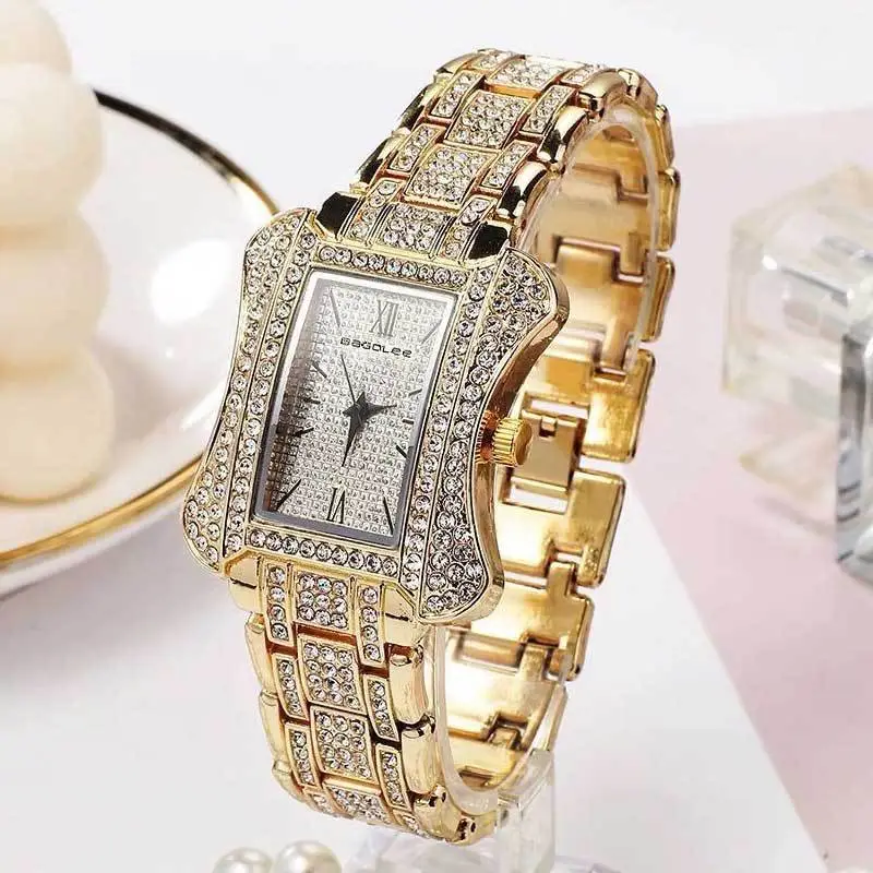 Women's Glass Quartz Bracelet Watch Gold Plated - Image 4