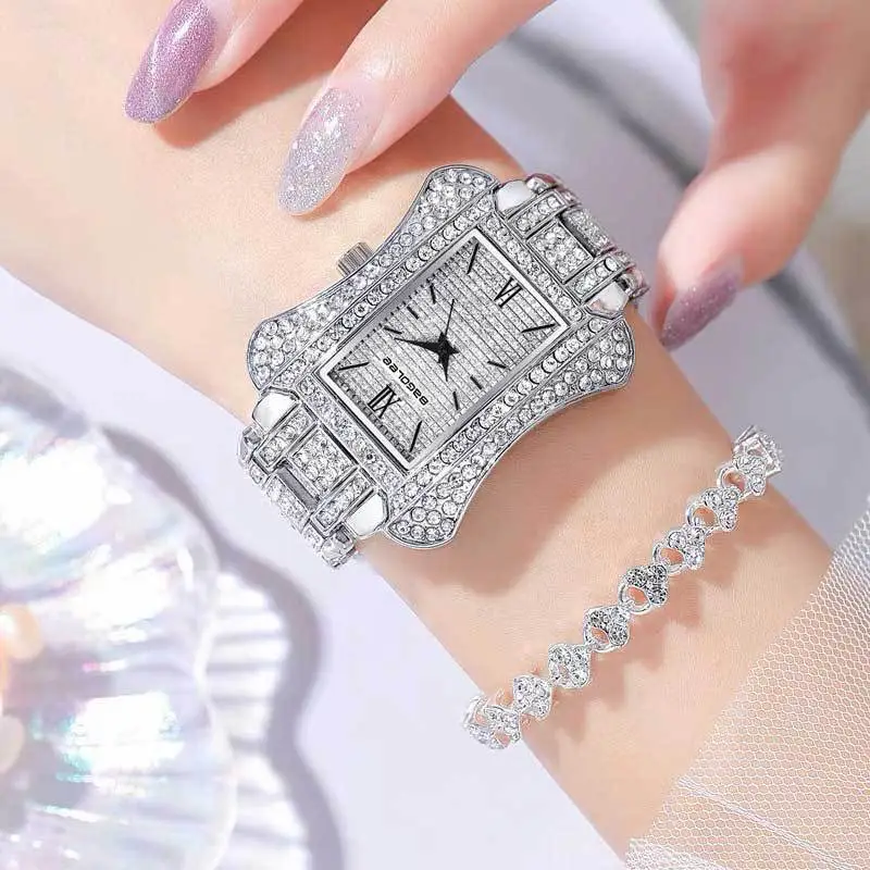 Women's Glass Quartz Bracelet Watch Gold Plated - Image 5