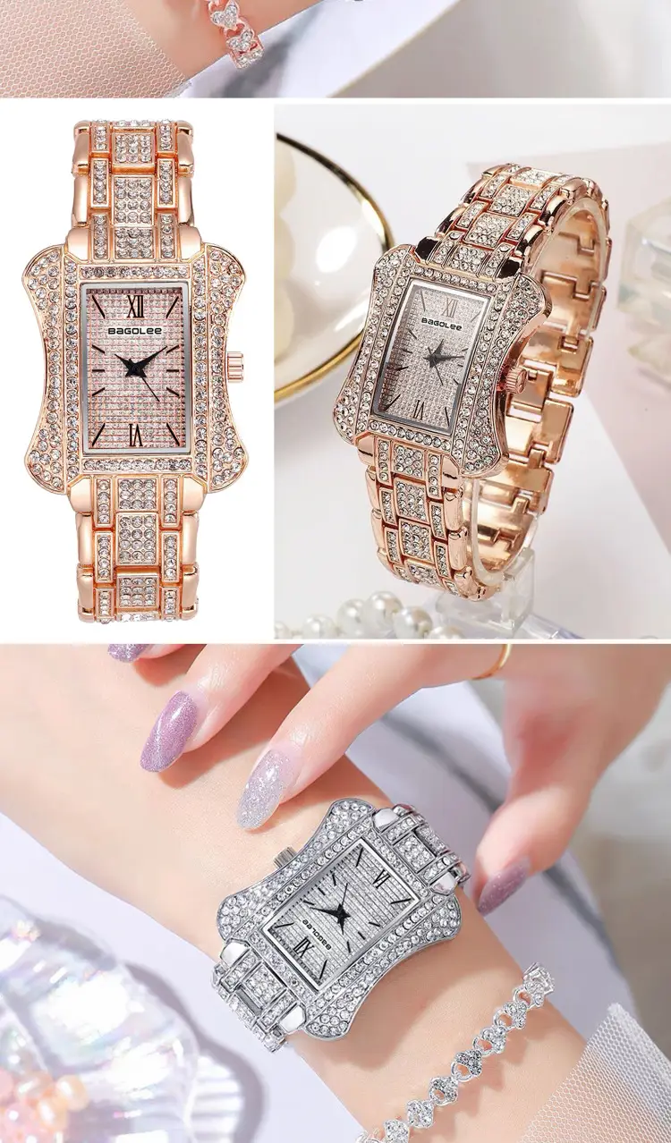 Women's Glass Quartz Bracelet Watch Gold Plated — feature 6