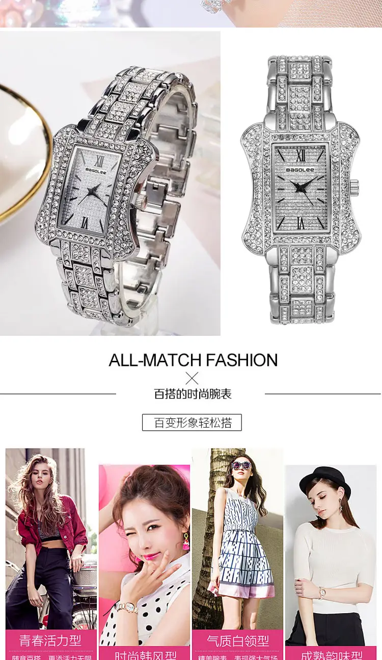 Women's Glass Quartz Bracelet Watch Gold Plated — feature 7