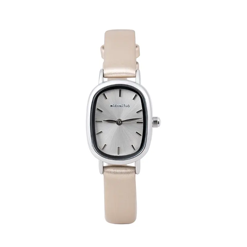 Women's Oval Watch Black Leather Waterproof