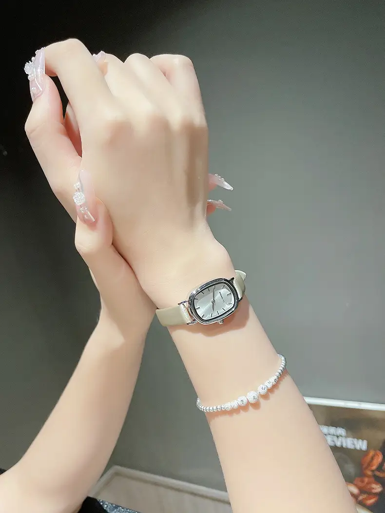 Women's Oval Watch Black Leather Waterproof — feature 23