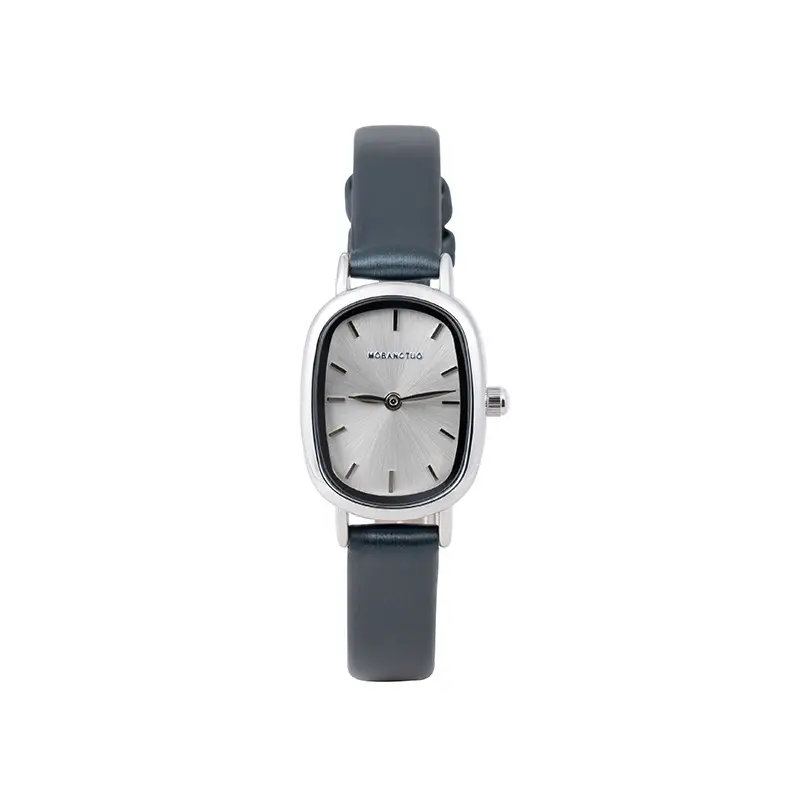 Women's Oval Watch Black Leather Waterproof