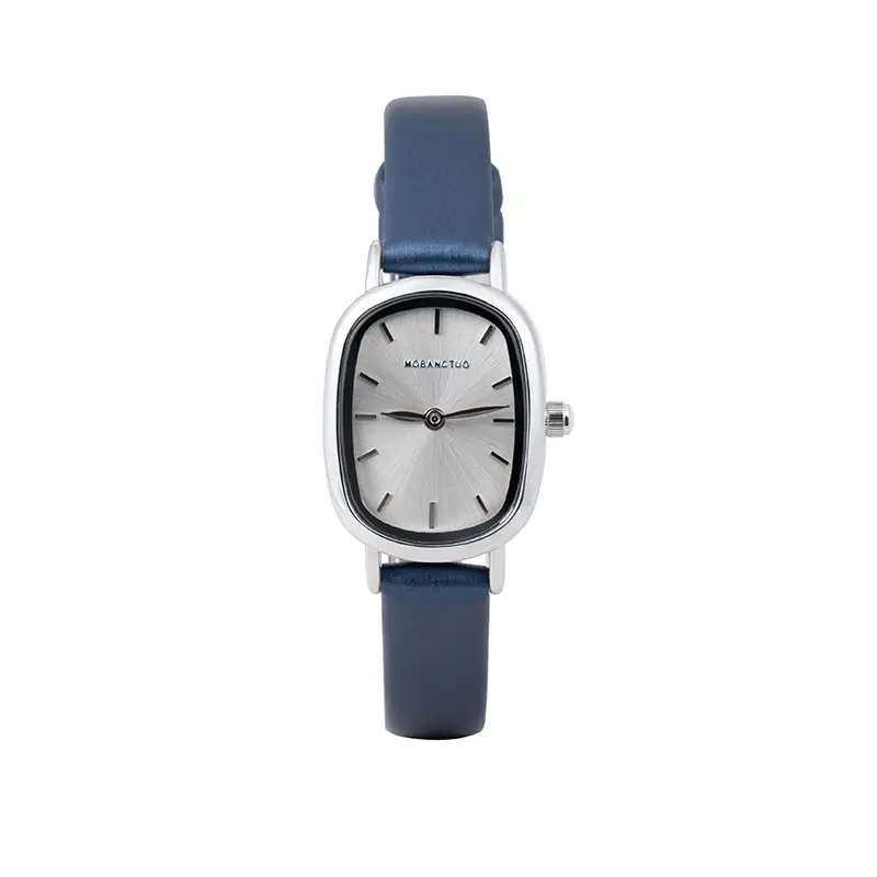Women's Oval Watch Black Leather Waterproof