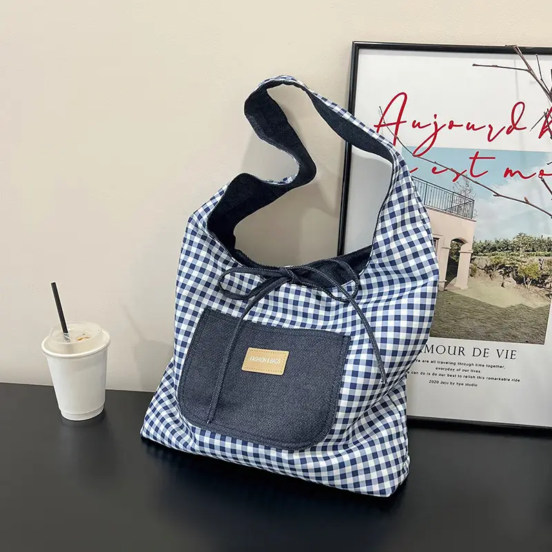 Women Plaid Shoulder Bag Large Capacity 2025