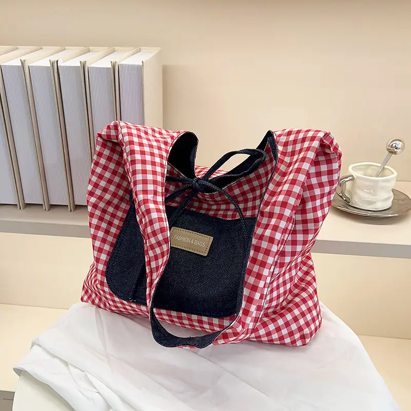 Women Plaid Shoulder Bag Large Capacity 2025