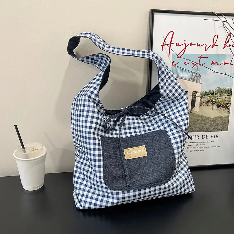Women Plaid Shoulder Bag Large Capacity 2025