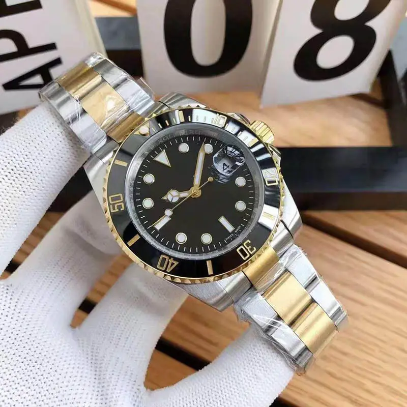 Green, Black and Blue Export Laojia Submariner Solid Steel Band Luminous Waterproof Quartz Japanese Imported Movement Watch - Image 103