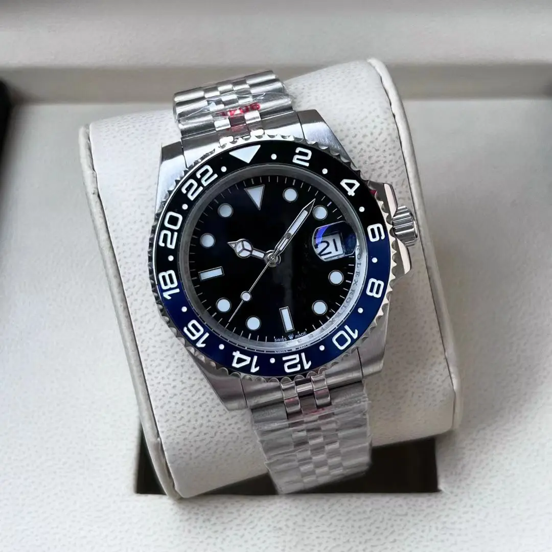Green, Black and Blue Export Laojia Submariner Solid Steel Band Luminous Waterproof Quartz Japanese Imported Movement Watch - Image 13