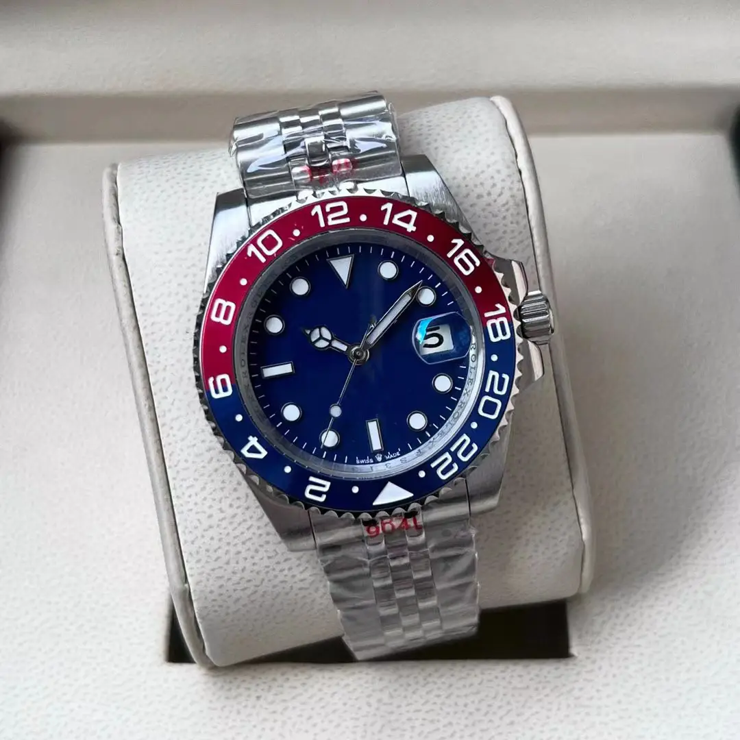 Green, Black and Blue Export Laojia Submariner Solid Steel Band Luminous Waterproof Quartz Japanese Imported Movement Watch - Image 15