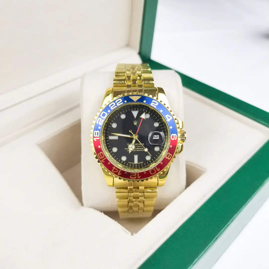 Green, Black and Blue Export Laojia Submariner Solid Steel Band Luminous Waterproof Quartz Japanese Imported Movement Watch - Image 34