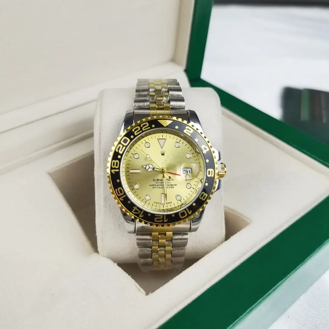 Green, Black and Blue Export Laojia Submariner Solid Steel Band Luminous Waterproof Quartz Japanese Imported Movement Watch - Image 44