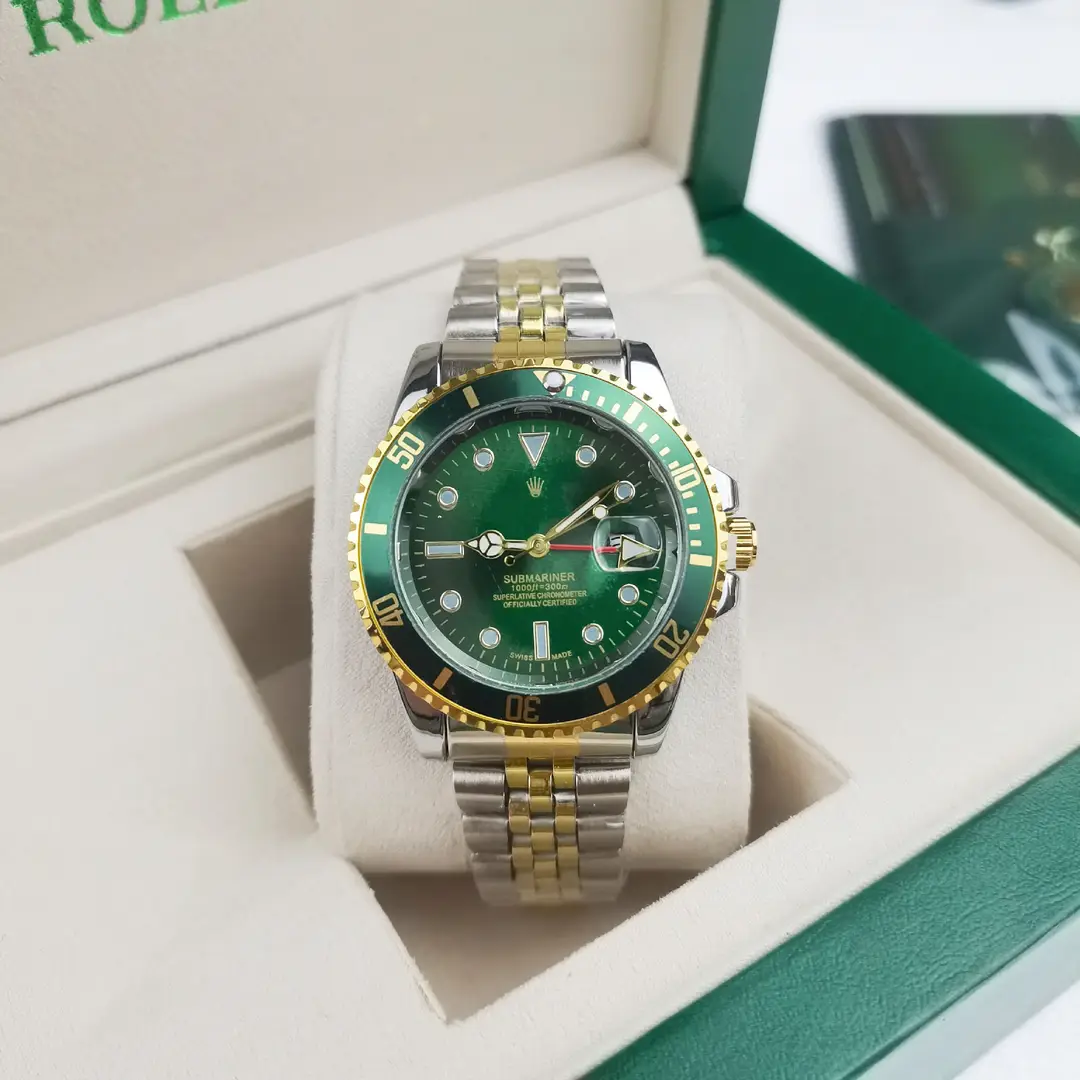 Green, Black and Blue Export Laojia Submariner Solid Steel Band Luminous Waterproof Quartz Japanese Imported Movement Watch - Image 51
