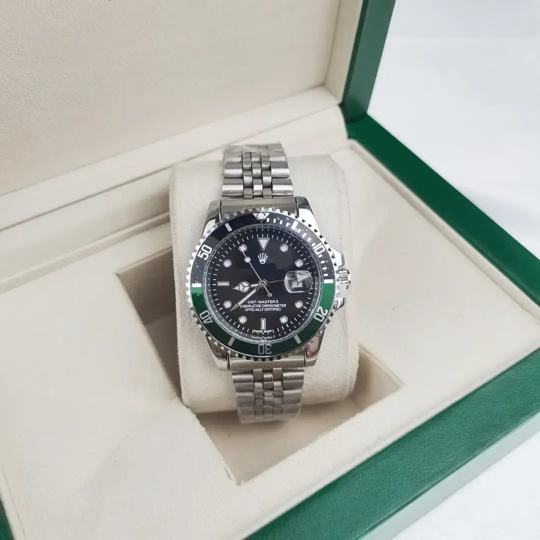Green, Black and Blue Export Laojia Submariner Solid Steel Band Luminous Waterproof Quartz Japanese Imported Movement Watch - Image 60
