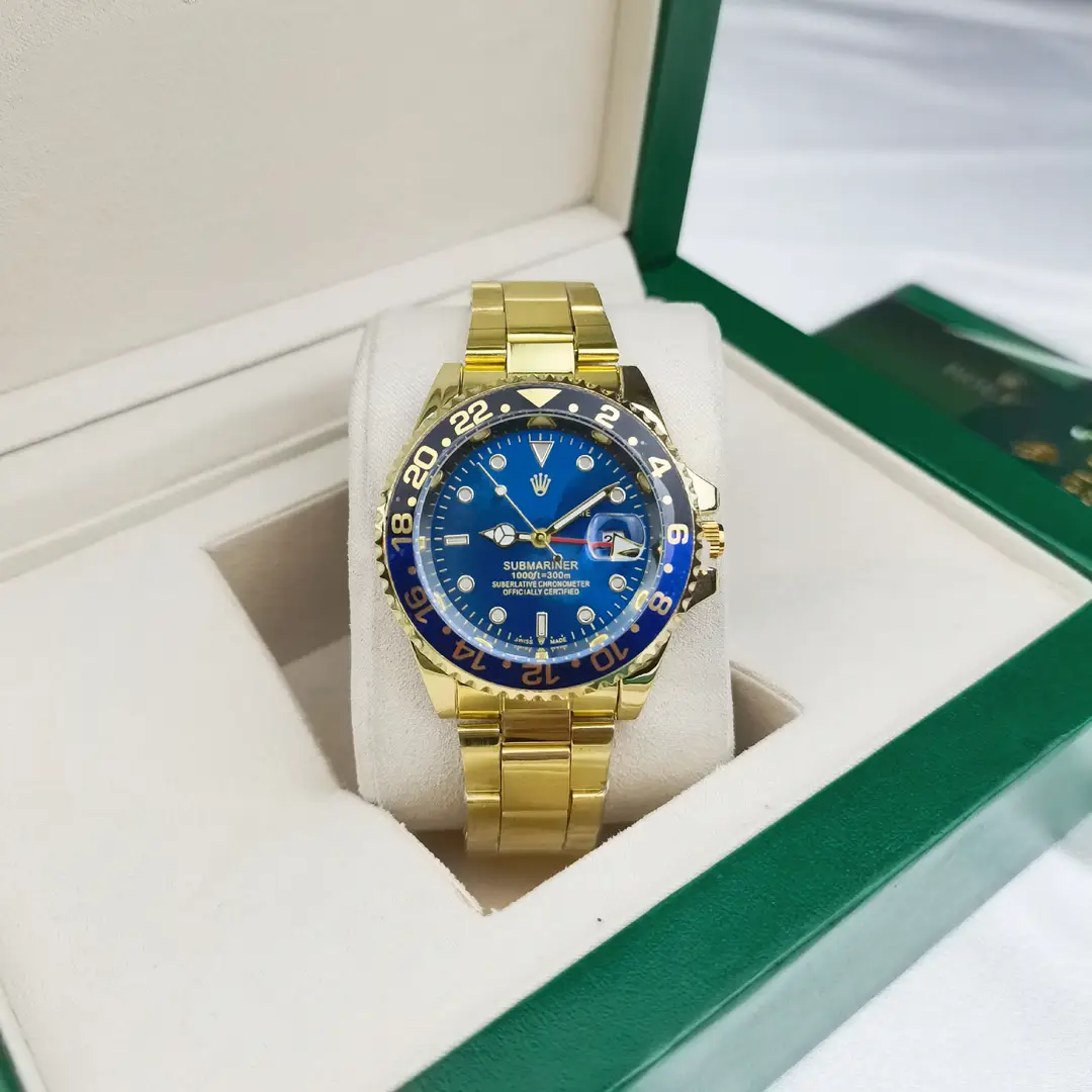 Green, Black and Blue Export Laojia Submariner Solid Steel Band Luminous Waterproof Quartz Japanese Imported Movement Watch - Image 75