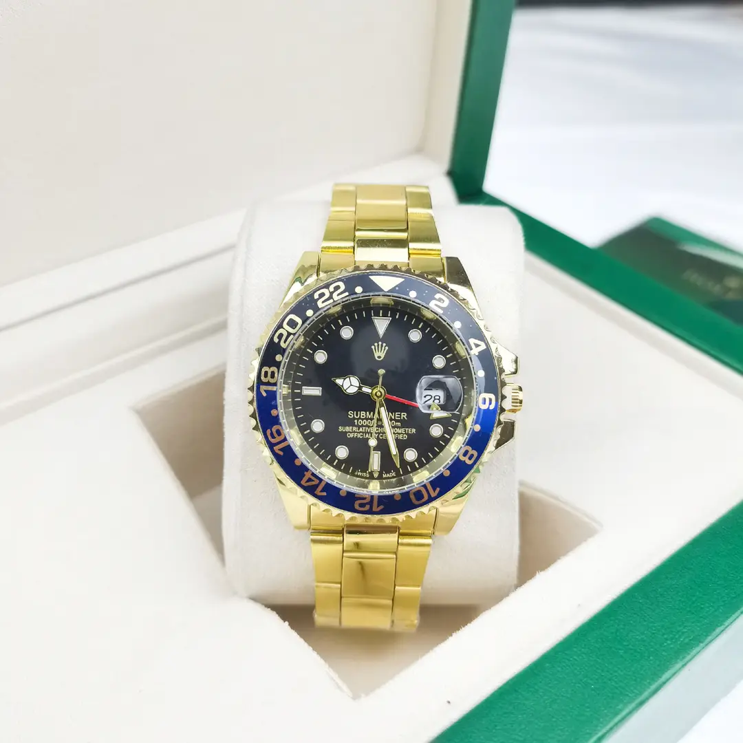 Green, Black and Blue Export Laojia Submariner Solid Steel Band Luminous Waterproof Quartz Japanese Imported Movement Watch - Image 77