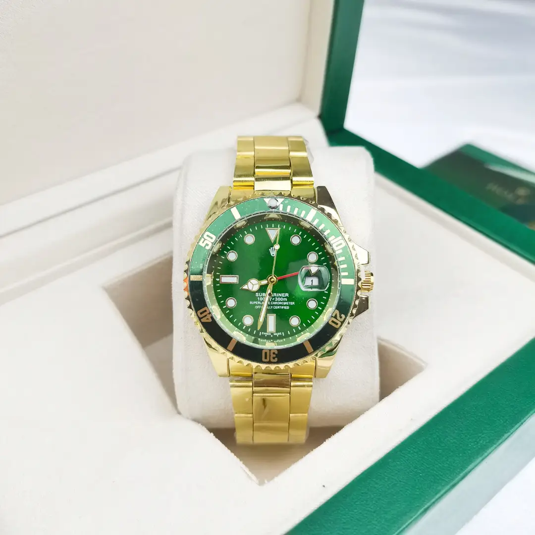 Green, Black and Blue Export Laojia Submariner Solid Steel Band Luminous Waterproof Quartz Japanese Imported Movement Watch - Image 80
