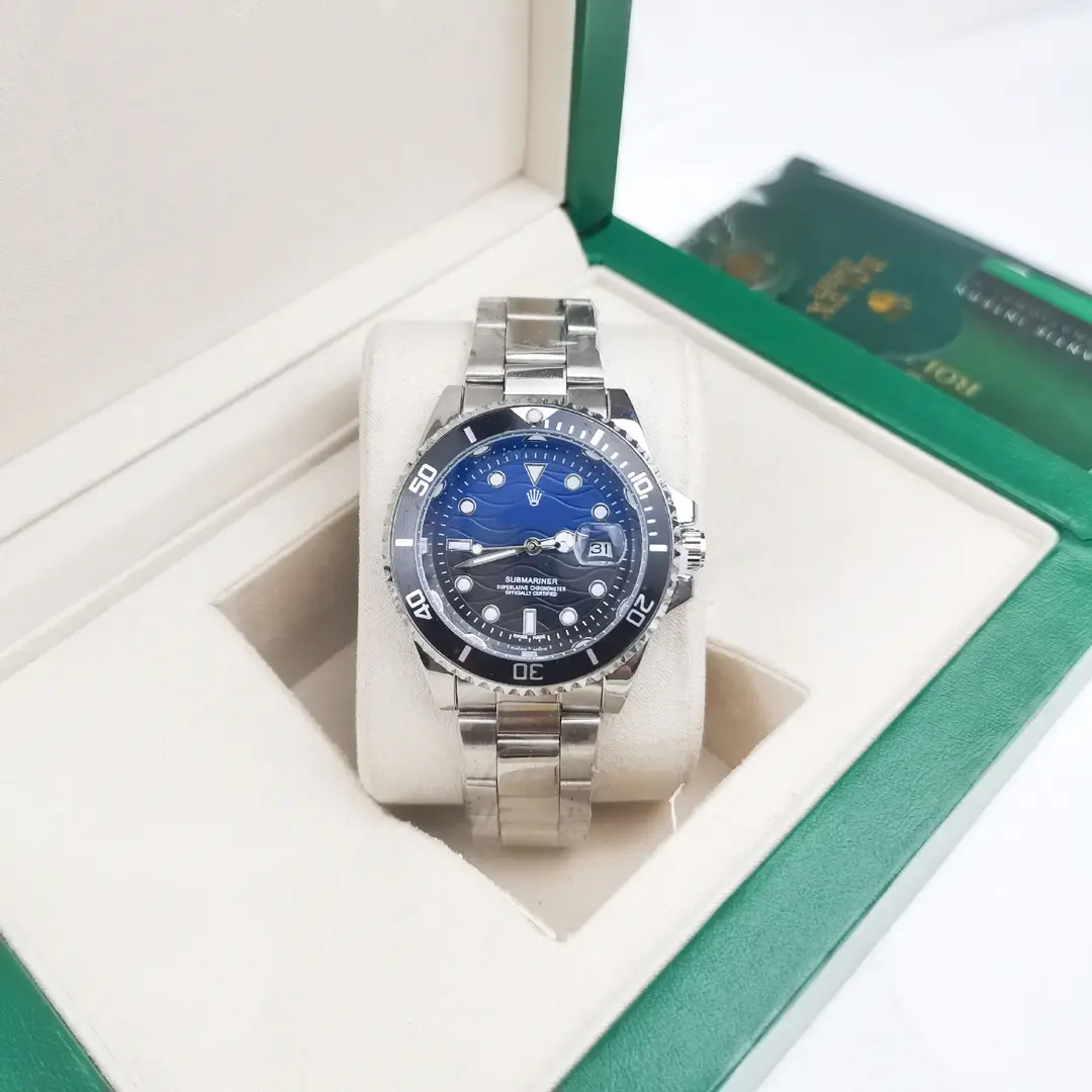 Green, Black and Blue Export Laojia Submariner Solid Steel Band Luminous Waterproof Quartz Japanese Imported Movement Watch - Image 87