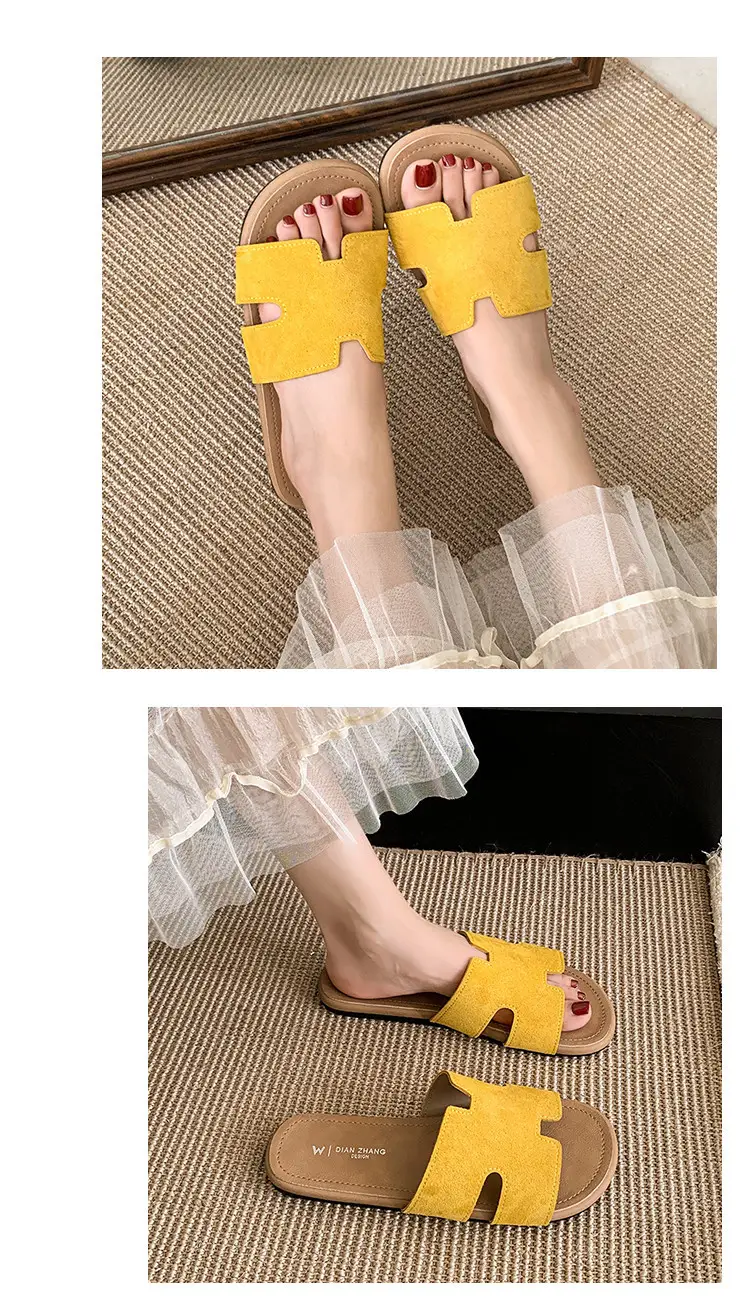 Fairy Style Retro Beach Slippers Women 2025 Yellow — feature 13