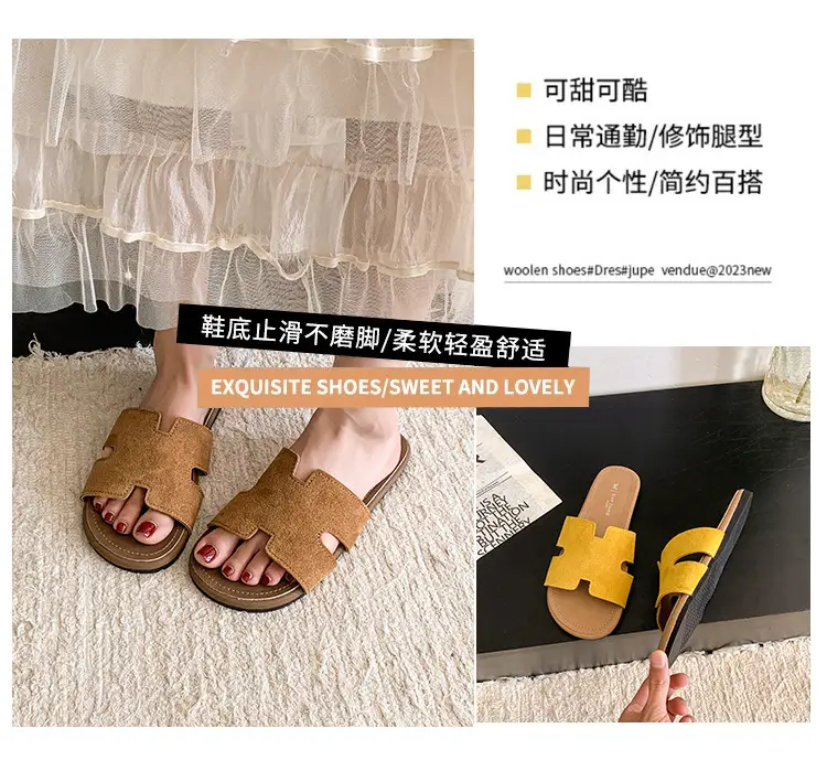 Fairy Style Retro Beach Slippers Women 2025 Yellow — feature 2
