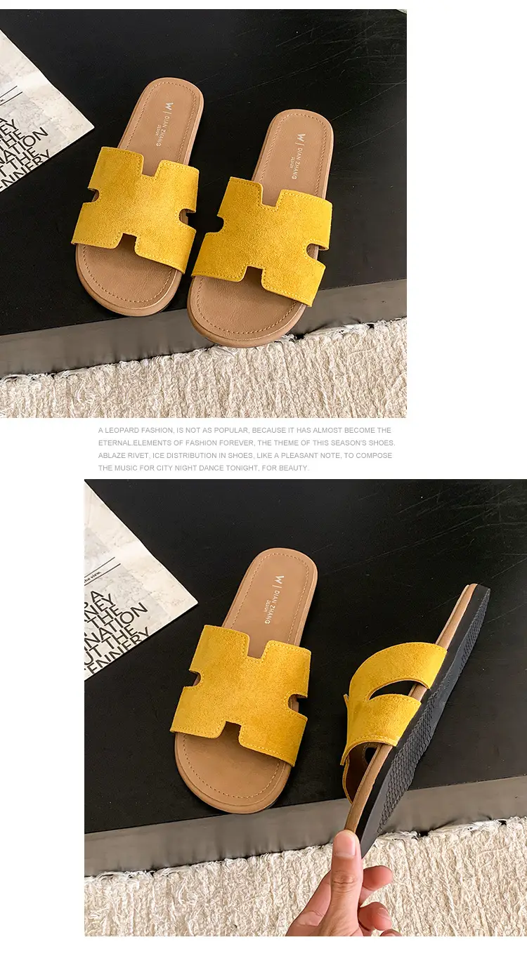 Fairy Style Retro Beach Slippers Women 2025 Yellow — feature 21
