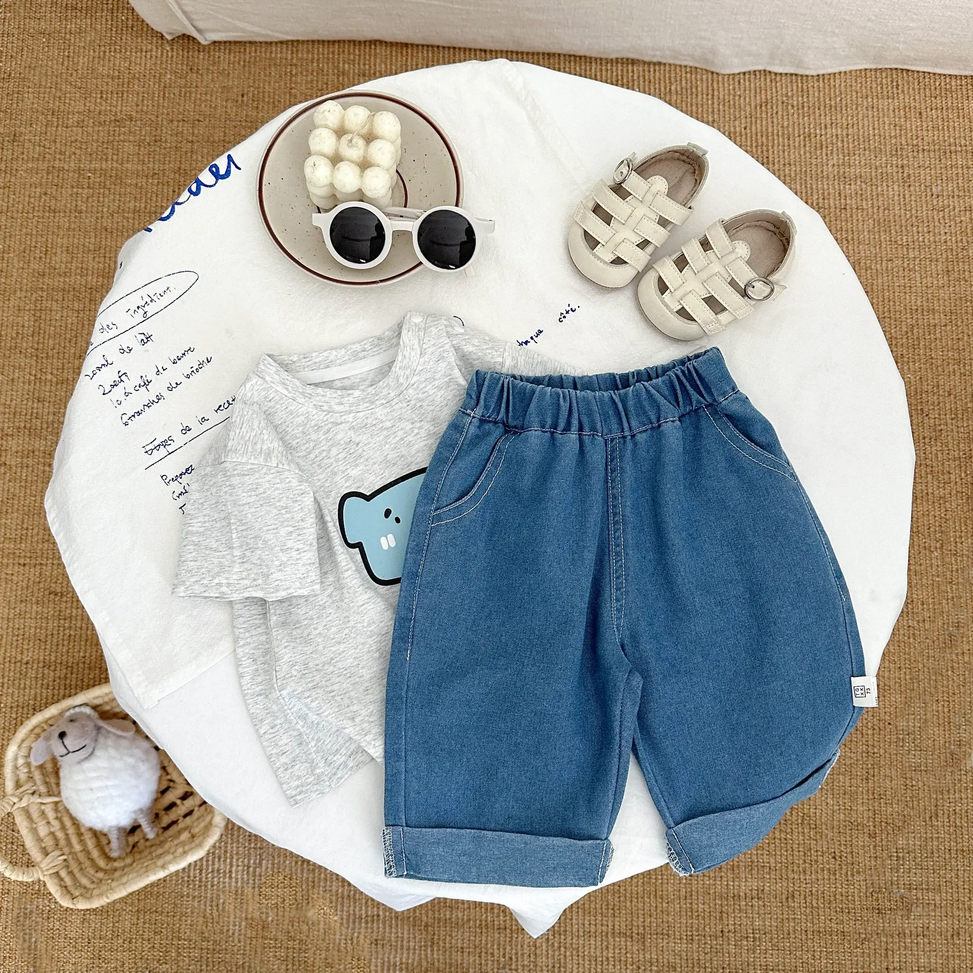 Baby Elephant Print Shorts Suit for Boys Blue - Image 5