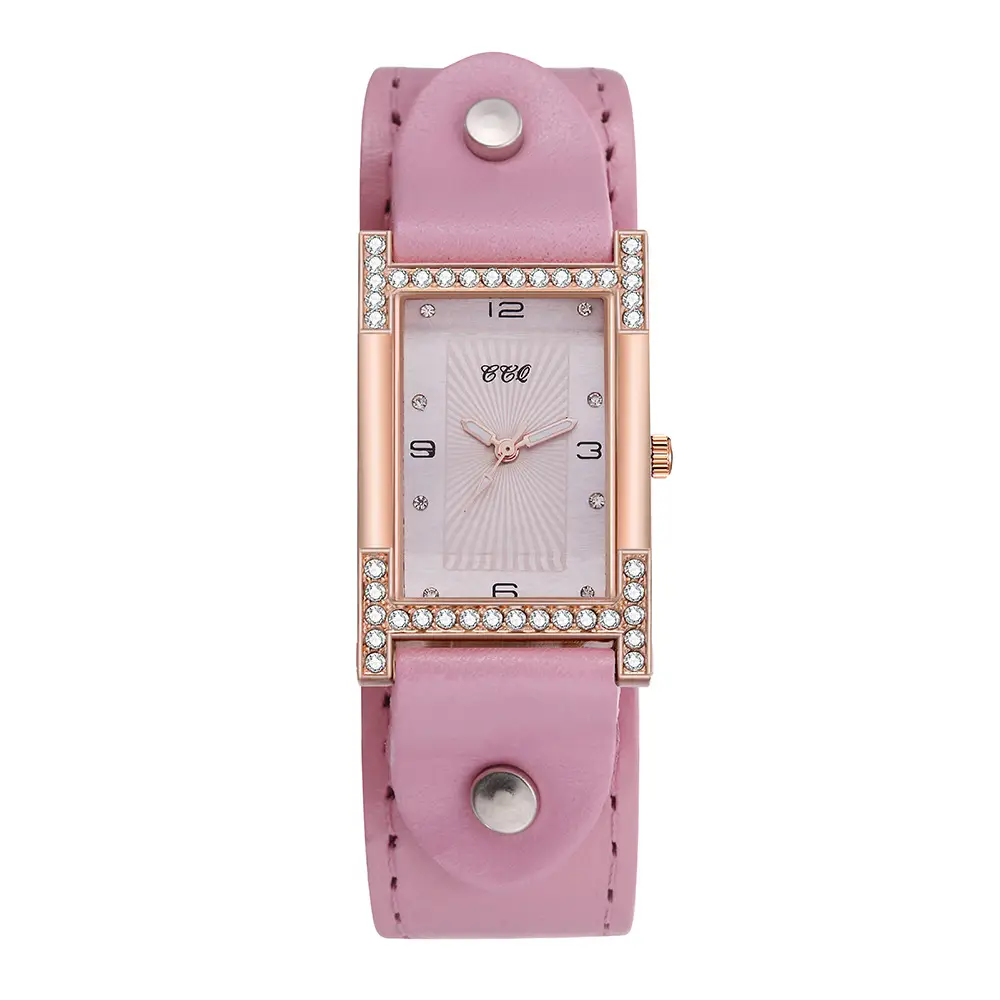 Women's Red Diamond Scale Quartz Watch with Wide Strap - Image 2