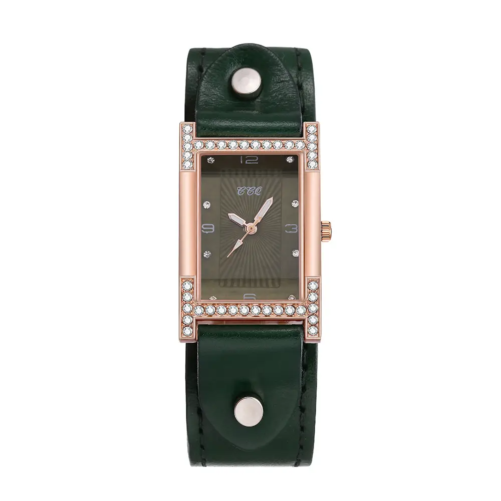 Women's Red Diamond Scale Quartz Watch with Wide Strap - Image 3