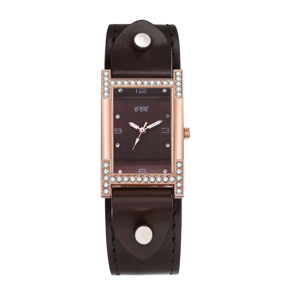 Women's Red Diamond Scale Quartz Watch with Wide Strap - Image 4