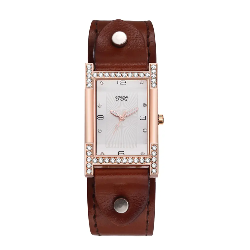 Women's Red Diamond Scale Quartz Watch with Wide Strap - Image 5