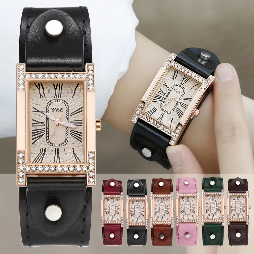 Women's Luxury Roman Numeral Watch with Rhinestone Diamond Band — feature 1