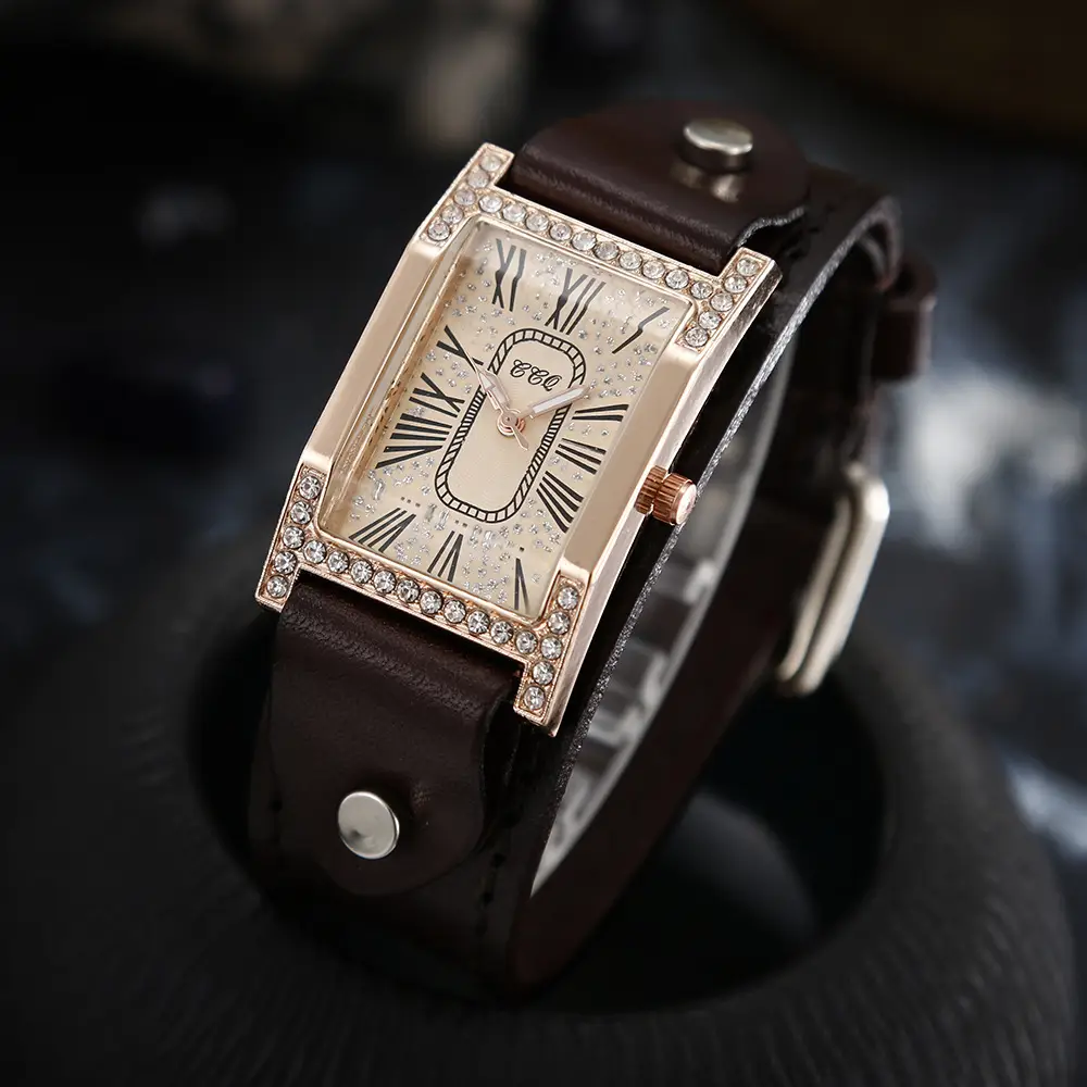 Women's Luxury Roman Numeral Watch with Rhinestone Diamond Band — feature 2