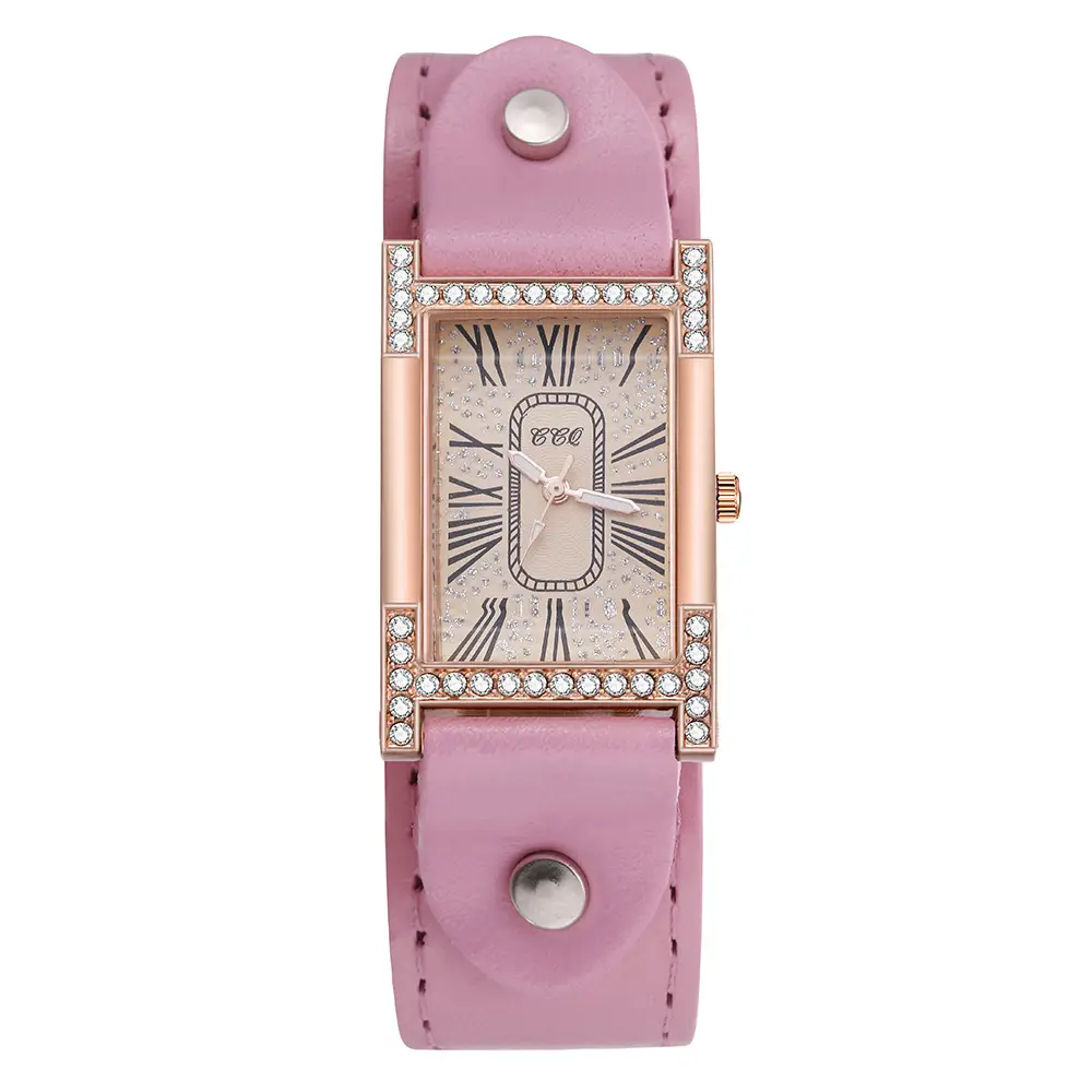 Women's Luxury Roman Numeral Watch with Rhinestone Diamond Band - Image 3