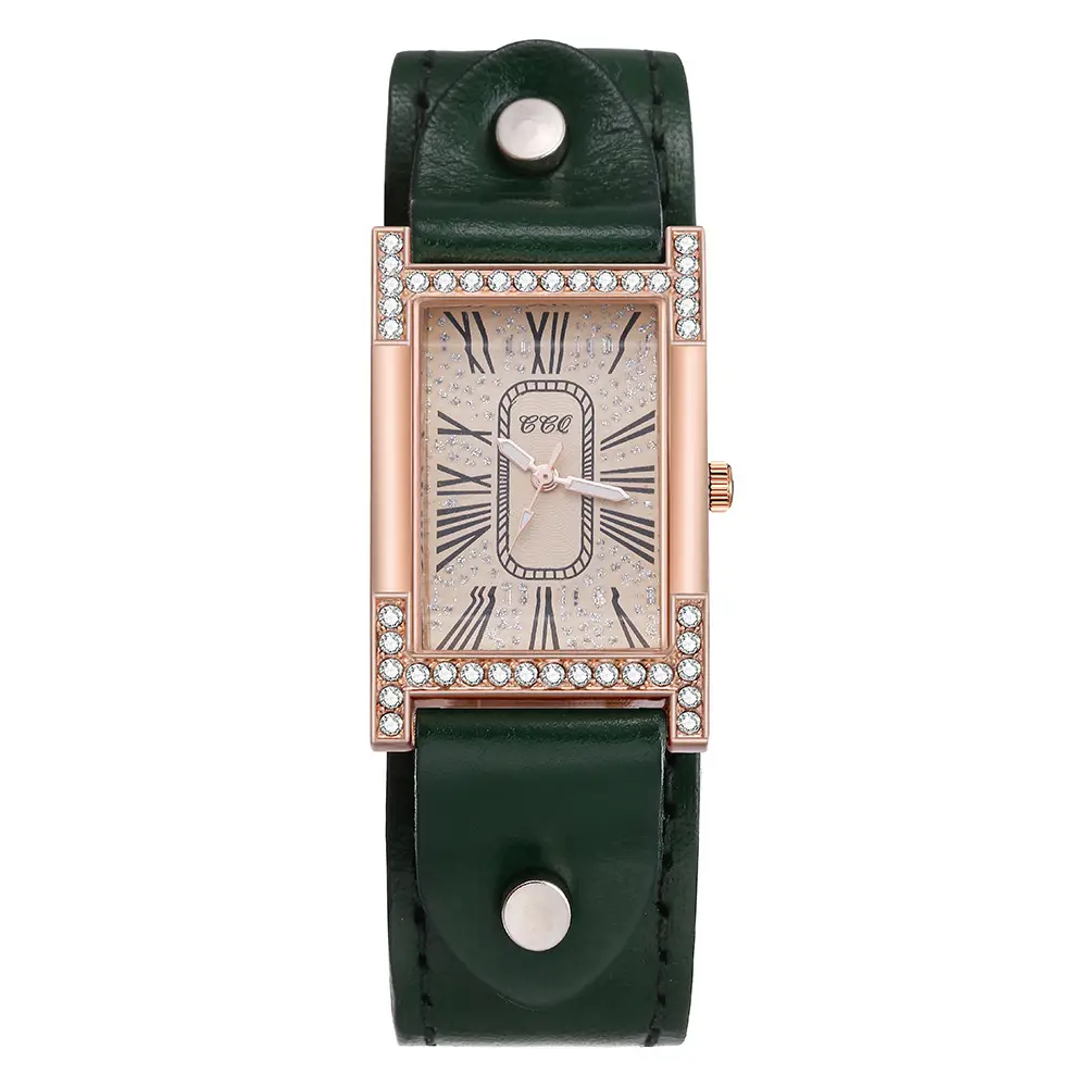 Women's Luxury Roman Numeral Watch with Rhinestone Diamond Band - Image 6