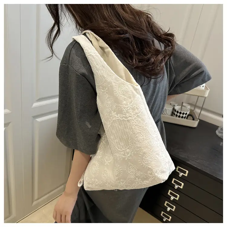 White Lace Shoulder Tote Bag for Women 2025 Summer — feature 11