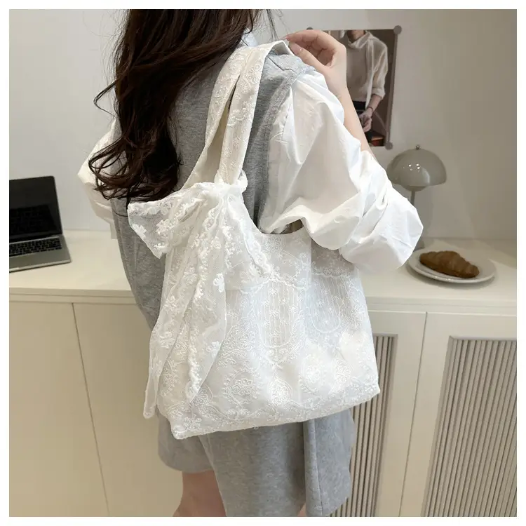 White Lace Shoulder Tote Bag for Women 2025 Summer — feature 16