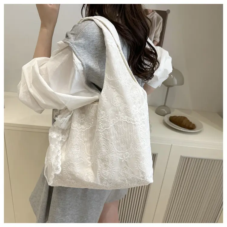 White Lace Shoulder Tote Bag for Women 2025 Summer — feature 18