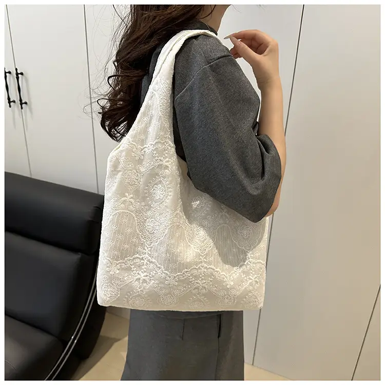 White Lace Shoulder Tote Bag for Women 2025 Summer — feature 20