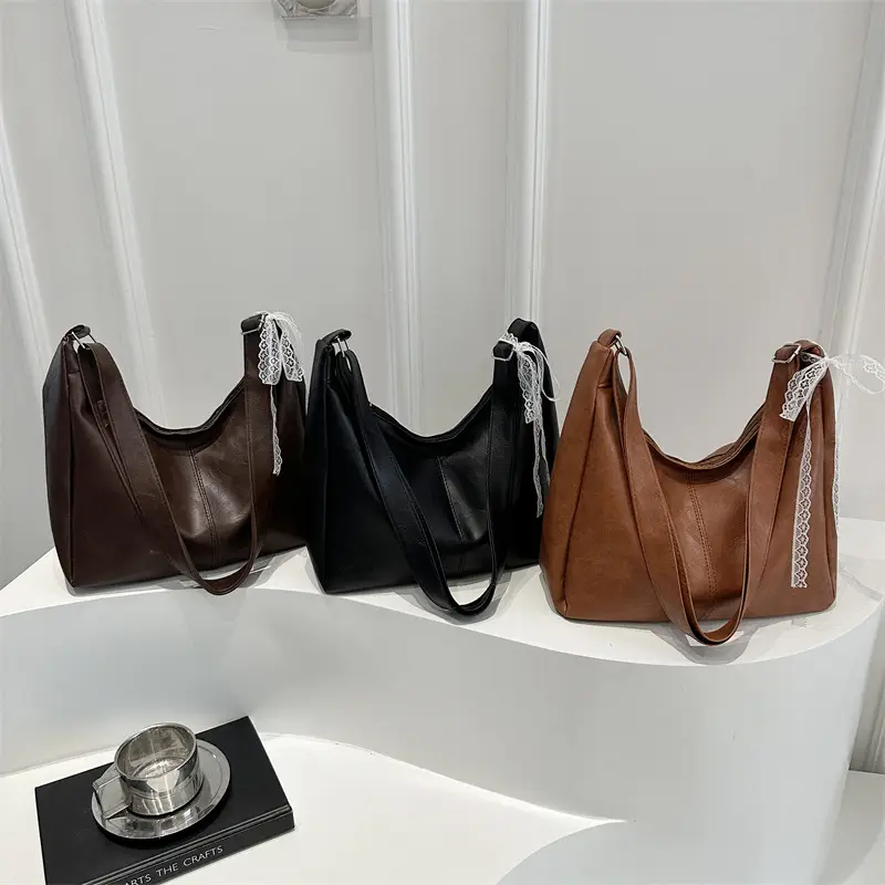 Women's Large Capacity Tote Bag Brown Black Brown - Image 4
