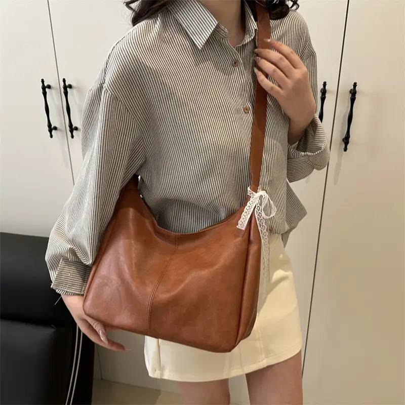 Women's Large Capacity Tote Bag Brown Black Brown — feature 11