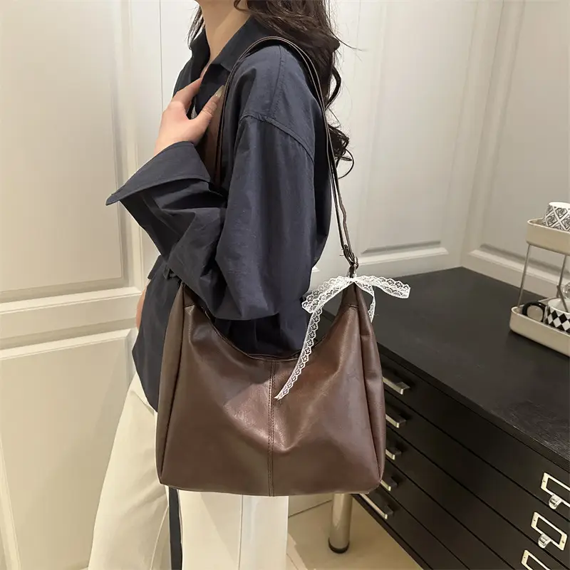 Women's Large Capacity Tote Bag Brown Black Brown — feature 19